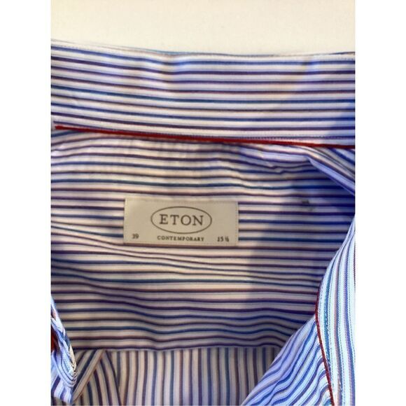 ETON Mens Contemporary Rainbow Button Down Shirt Sz 39 15.5 Long Sleeve - Picture 7 of 9